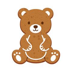 	
Cute, Delicious Bear Gingerbread Cookie with Icing Decoration for Christmas - Vector Illustration	

