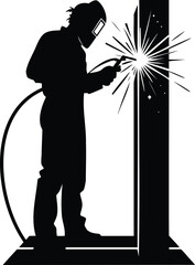 Professional Welder Welding on a Steel vector illustration isolated on white background