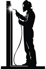 Professional Welder Welding on a Steel vector illustration isolated on white background