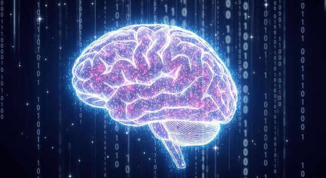 modern depiction of deep learning processes highlighted by luminous neural network and stream effects