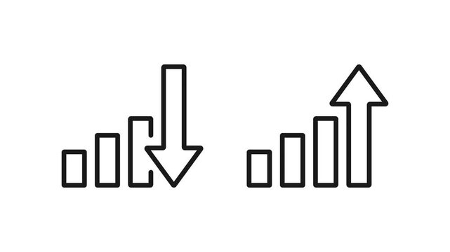 Animated business chart with upward and downward arrows. Perfect for sales tracking, financial reports, analytics, performance monitoring, and business presentations.