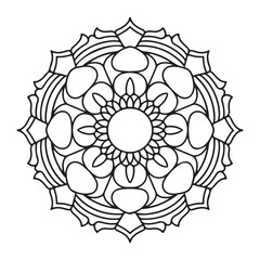 Intricate Symmetrical Mandala Line Art for Relaxation and Creativity