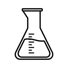 Illustration of a conical flask with liquid and scale, isolated on