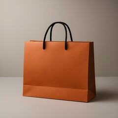 Blank orange shopping bag mockup for retail branding and sales concept