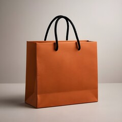 Premium orange retail gift bag isolated on neutral background, perfect for marketing