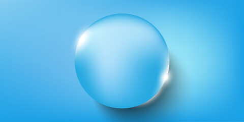 Crystal ball. Glass ball in abstract blue with reflections. Crystal ball with turquoise and white light inside