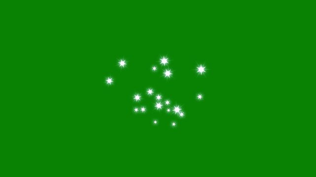 4K luxury white glitter sparkle line trail with magic dust, pixie dust path, glowing doodle stars and twinkling particles creating a shining glitter star effect on green screen background animation.