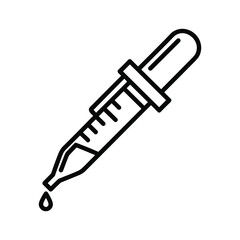 Icon illustration of a laboratory dropper with a drop, isolated on