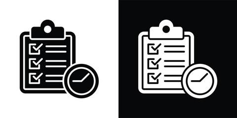 task icon set in black and white solid vector illustration