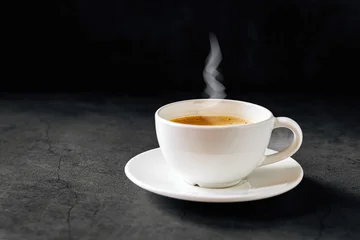 Selbstklebende Fototapeten Cafe Coffee cup on gray background, Espresso coffee cup aromatic  © NARONG