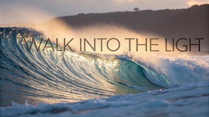 A luminous wave curling softly in the ocean water