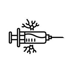 Illustration of a syringe with liquid and neurons, isolated on