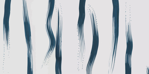 A pattern of dark blue brush strokes on a white background with small dots along the edges of the strokes