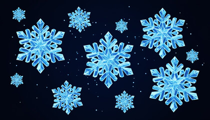 Christmas card with ice snowflakes