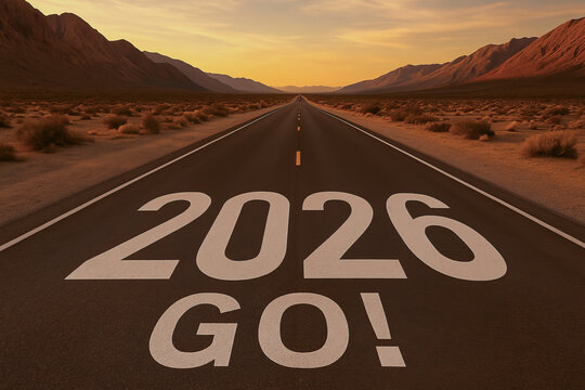 Strategic planning goal road sunset open highway future perspective horizon motivation journey ambition success