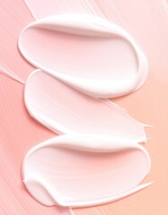 Creamy swirls of pink lotion on a peachy backdrop