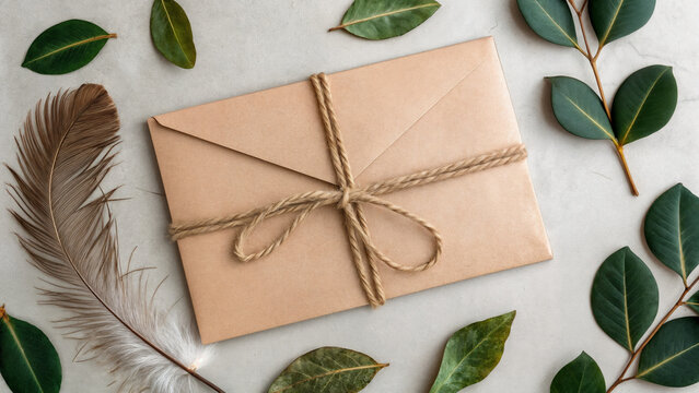 Gift envelope tied with craft string