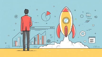 Professional launching innovative startup for maximum business growth with modern marketing strategies and data analytics for financial success