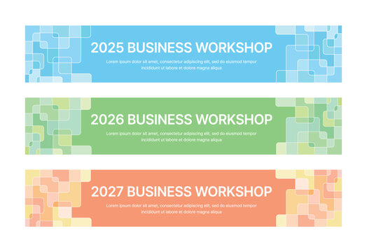 Modern business banner templates with abstract geometric patterns. Perfect for workshops, events, conferences, presentations, or branding projects, combining style and professionalism.