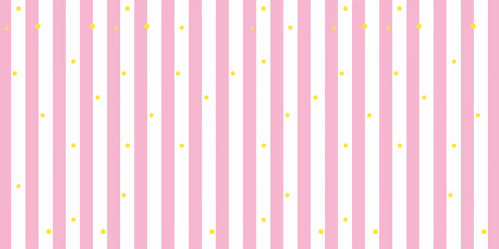 Pink and white striped background with small yellow dots scattered across the entire surface area evenly