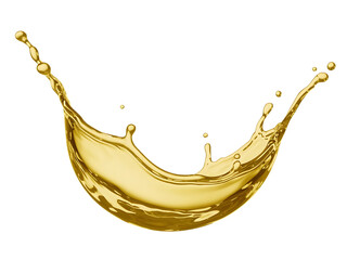 Golden liquid splash isolated on transparent background