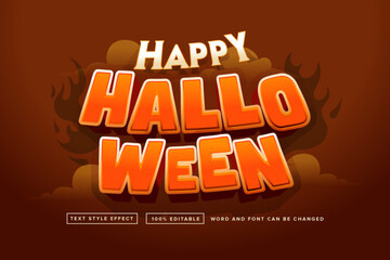 Happy Halloween Orange 3D Text Style Effect on Dark Background