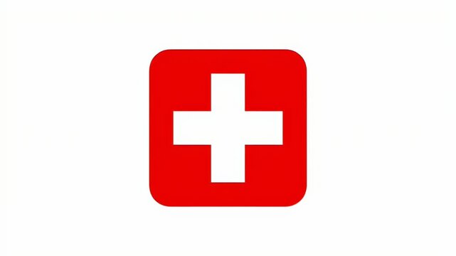 Red medical cross icon isolated on white background for first aid and healthcare concepts