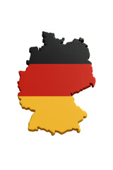 3D Map of Germany with National Flag Colors Isolated on Background