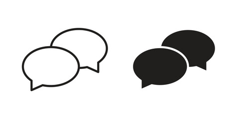 Chat bubble icon symbol in filled and line style. Vector icon collection