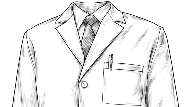 Professional White Lab Coat with Pocket - Vector Illustration