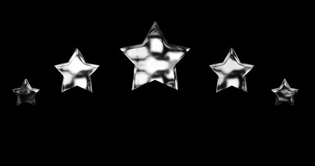 Gold 5 Star rating animated shapes on plain bg. Rating five stars, review concept animation. Gold Star award special Success and performance evaluation. Customer service feedback luxury bg.