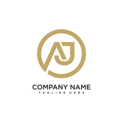 Initial letter AJ logo with circle design template