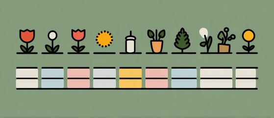Minimal Vector Lifecycle Calendar Icons in Classroom Style with Weekly Alignment