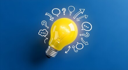 Concepto de lluvia de ideas con una bombilla