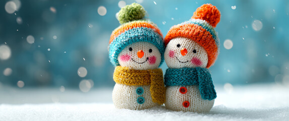 Cute snowman knitted hat scarf winter snow