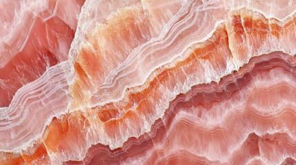 Stunning close-up of pink and white marble texture showcasing natural wavy patterns and intricate mineral formations for architectural design