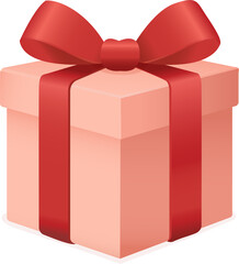 Gift Box with Red Ribbon and Bow on Transparent Background – Holiday PNG