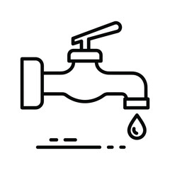 Water tap line icon, faucet and drop, vector graphics, editable stroke isolated