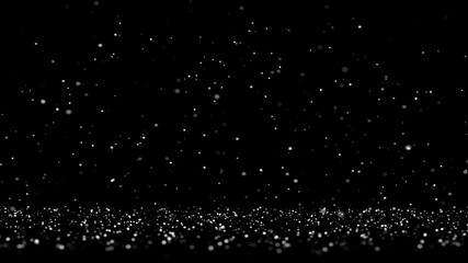 Overlay looping snow animation, falling snow settling on the floor with slight camera movement, Christmas winter overlay