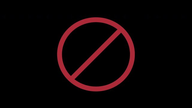 Red sign stop, cross, x, ban, cancel, prohibited icon animation
