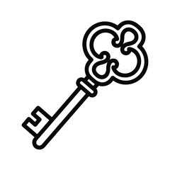 Vintage key illustration in black and white isolated on, perfect for design projects