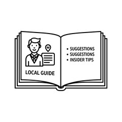 Open local guide book with suggestions and insider tips isolated on