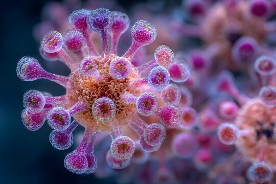 Macro model of a microorganism or virus with projections