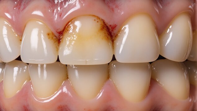 A close-up of a persons lower right wisdom tooth