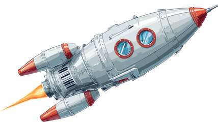 Rocket on White Background Vector with Outline