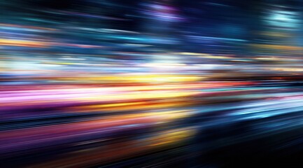 Abstract vibrant night city lights streaking motion