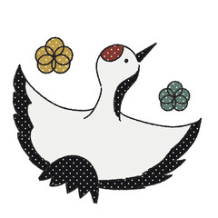 Naklejka premium レトロ可愛い鶴のワンポイントイラスト