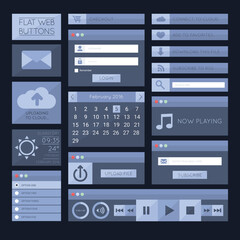Flat web button collection with various color options