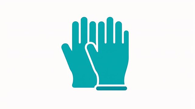 Simple blue outline icon of protective work gloves isolated on a white background