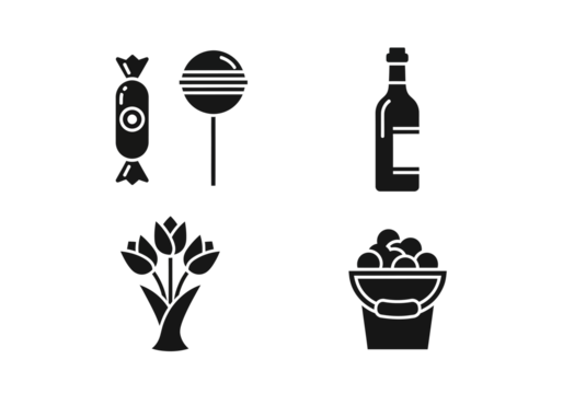 Sweet treats and gifts isolated on transparent background for celebration